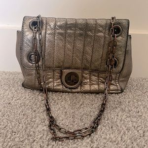 Claudia Ciuti | Leather Purse | Metallic Silver Gunmetal
